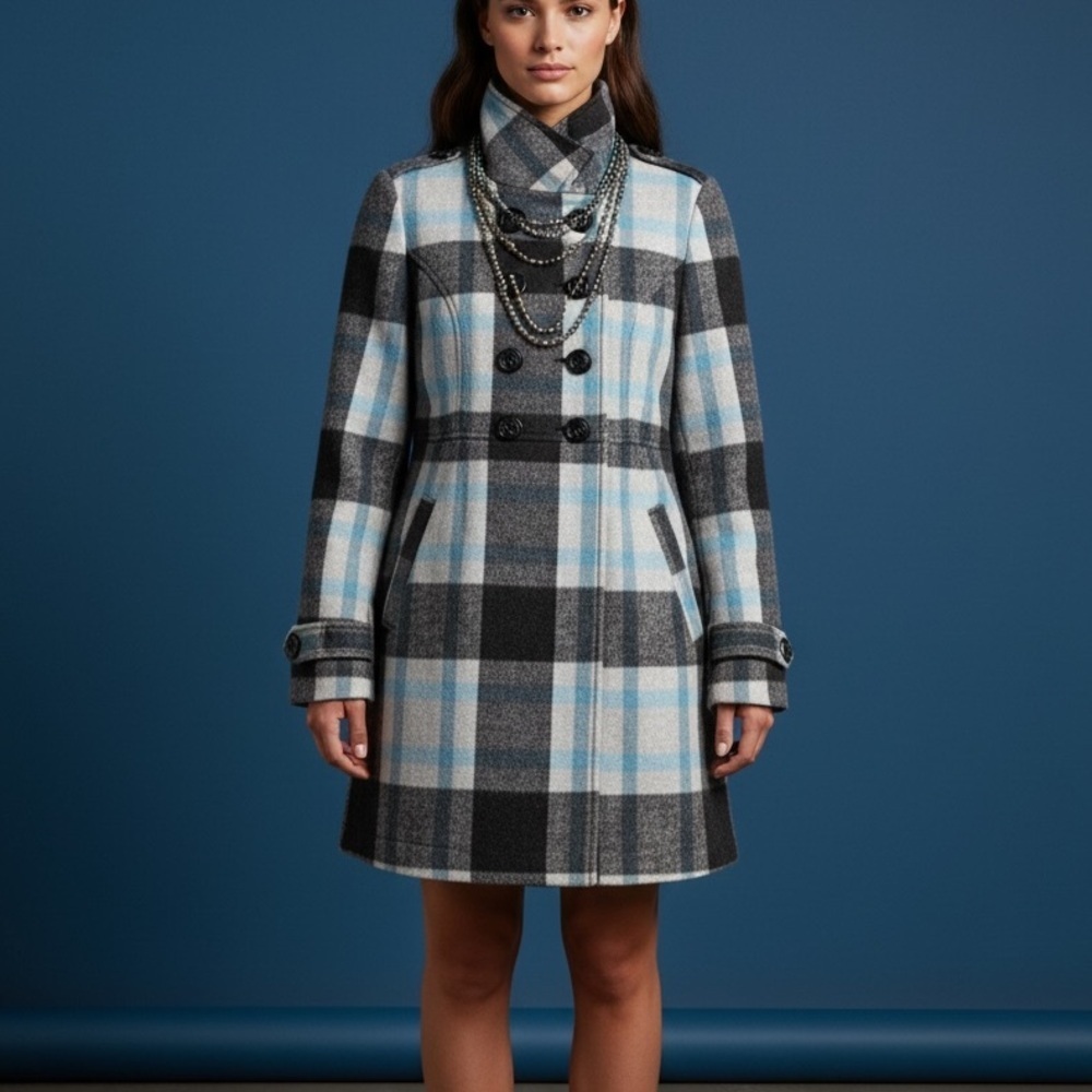 Arizona Jean Company Plaid Wool-Blend Peacoat